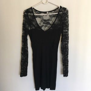 Black lace cut out dress